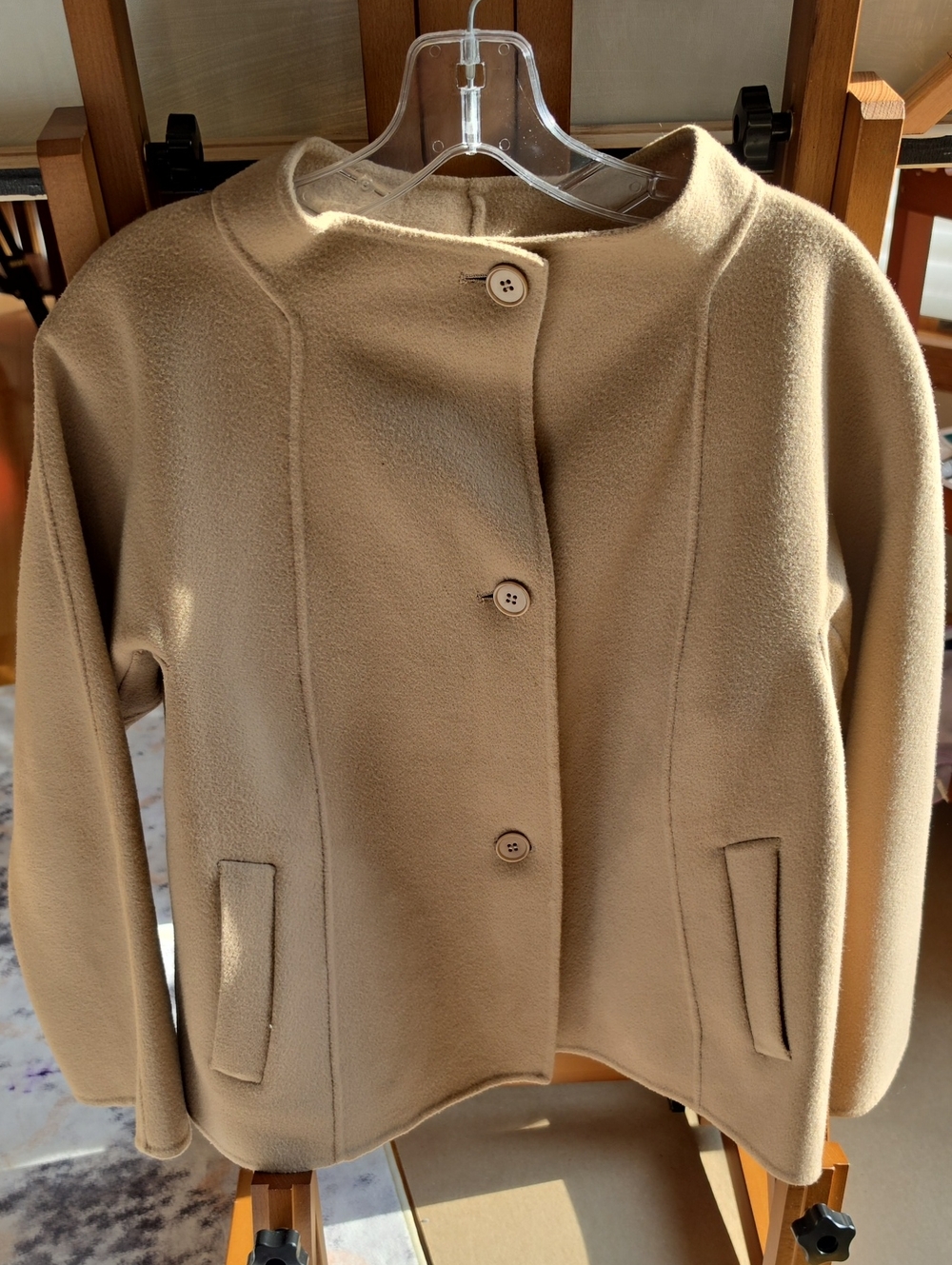 Talbots 90% Wool Camel Color Button-Front Pea Coat